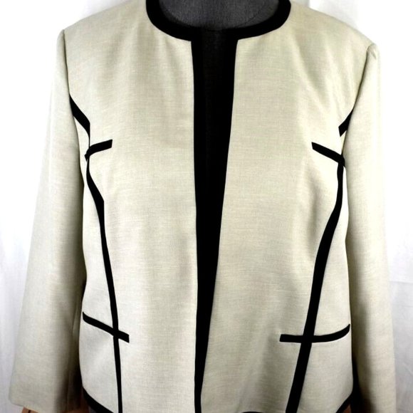 Jones Studio Separates Taupe Open Front Blazer with Black Trim 18W - Picture 1 of 9